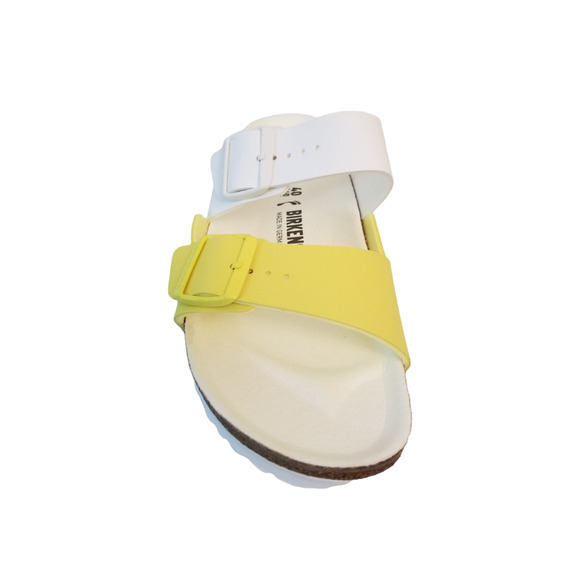 NIB$160 BIRKENSTOCK Arizona Split Leather White Yellow US 9-9.5 - Picture 10 of 11